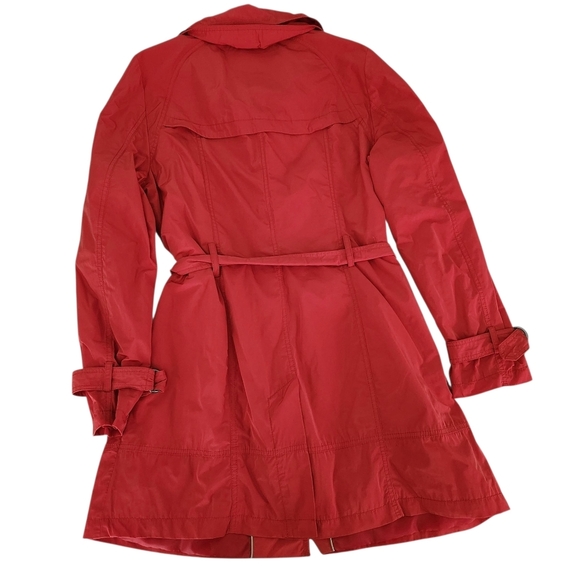 OLSEN Europe outdoor red trench coat belted lightweight jacket size m/l - Picture 2 of 16